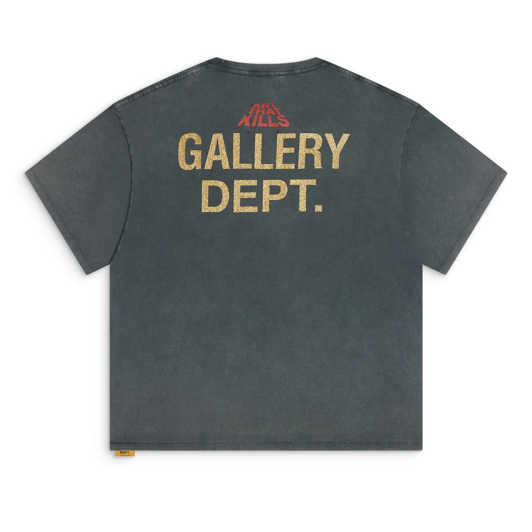 GALLERY DEPT. ATK NIGHT TEE/WALK ATK series latest model Bat skull glitter LOGO distressed TEE Washed black S-XL Garment dyeing Rewashed distressed Original consistent main mark➕ATK series main mark Correct version Top-notch printing technology Divine restoration